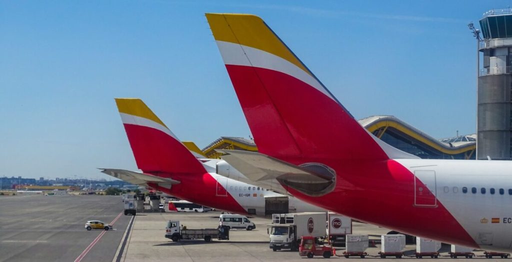 Iberia airplanes at Madrid airport